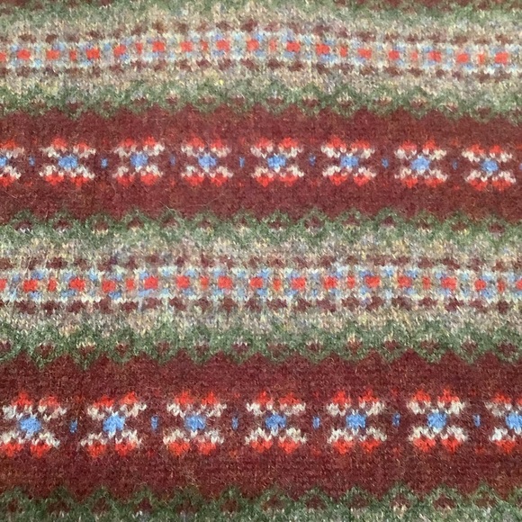Burberrys Made in Scotland Fair Isle Wool Shawl Collar Sweater L Vintage 70s-80s - Picture 8 of 15